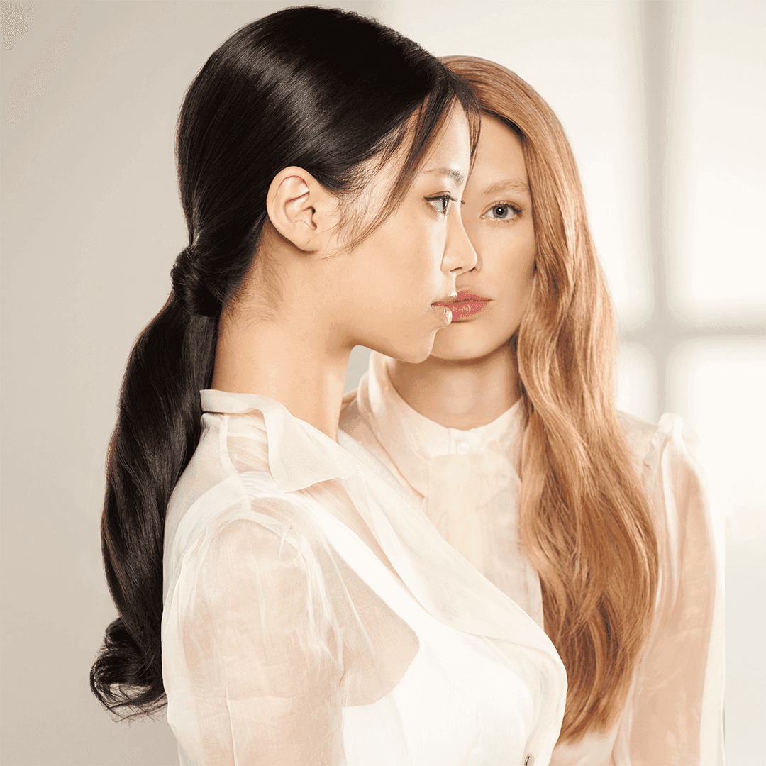 Two woman with different hair styling