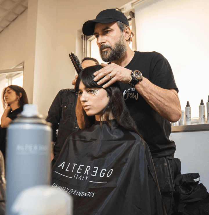 A woman in a hair salon